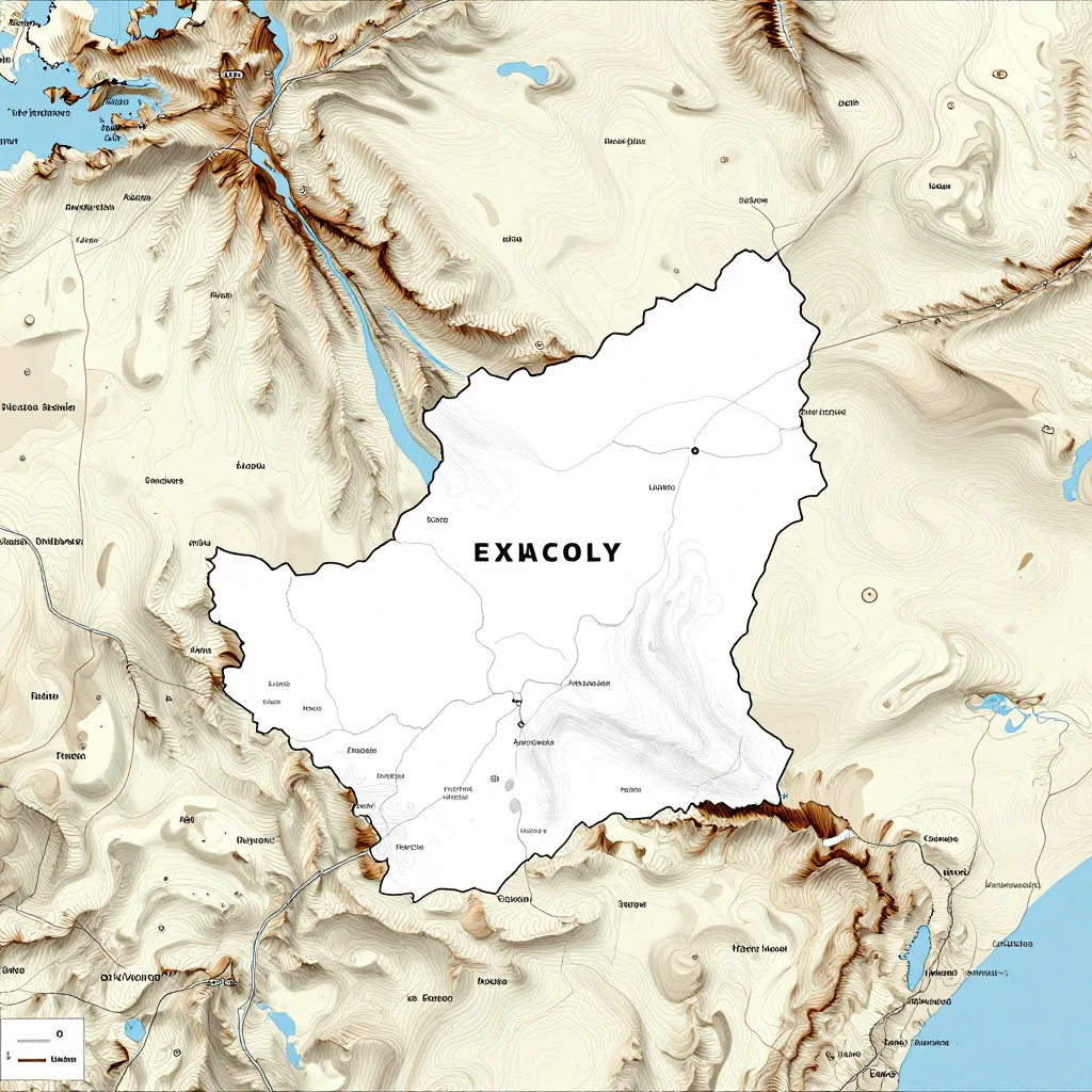 3D topographic map showing elevation contours, mountain ranges, and terrain features of Cameroon
