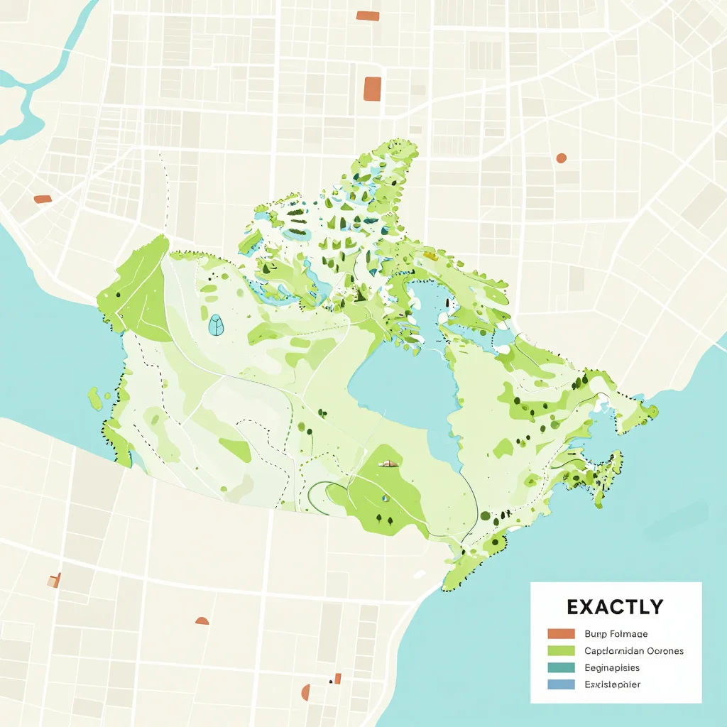 Isometric flat design tourist map of Canada showing landmarks, attractions, and points of interest
