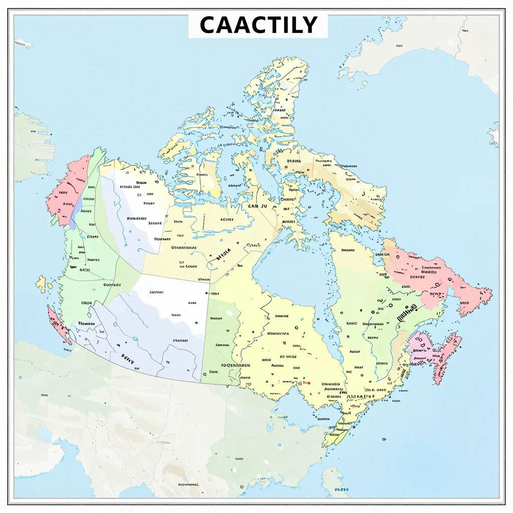 Political map showing borders, administrative divisions, major cities, and capital of Canada
