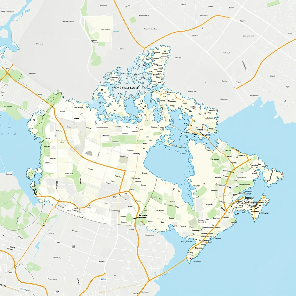 Detailed street map showing roads, highways, neighborhoods, and urban layout of Canada