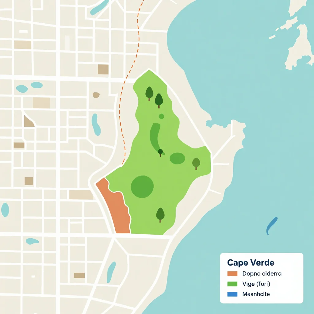 Isometric flat design tourist map of Cape Verde showing landmarks, attractions, and points of interest