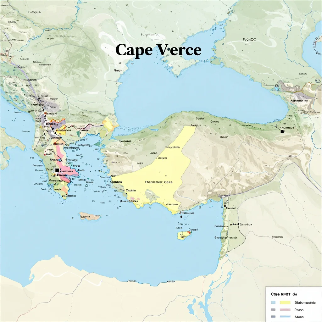 Political map showing borders, administrative divisions, major cities, and capital of Cape Verde