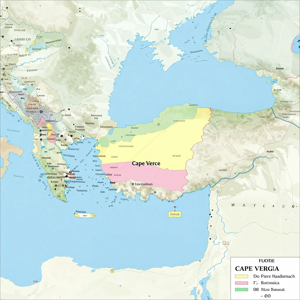 Political map showing borders, administrative divisions, major cities, and capital of Cape Verde