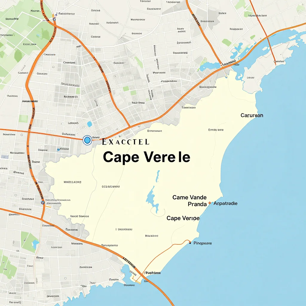 Detailed street map showing roads, highways, neighborhoods, and urban layout of Cape Verde