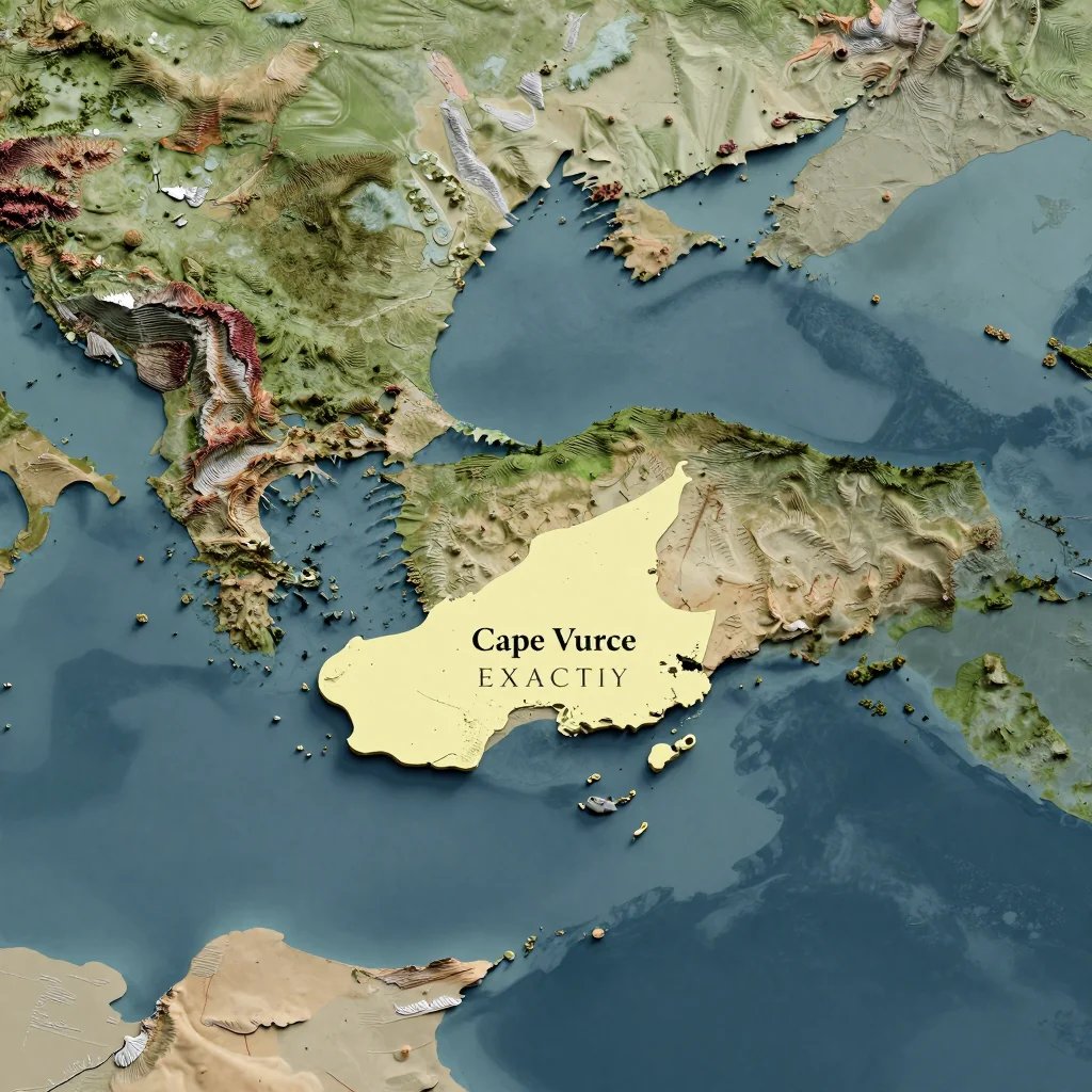 Isometric 3D topographic visualization showing elevation and terrain of Cape Verde