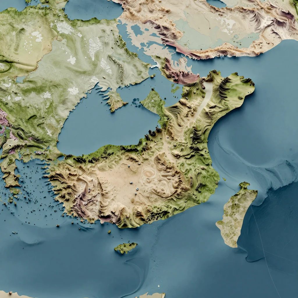 Isometric 3D topographic visualization showing elevation and terrain of Cape Verde