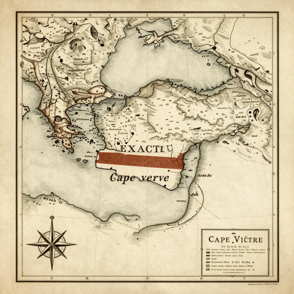 Antique vintage map of Cape Verde showing historical cartography style