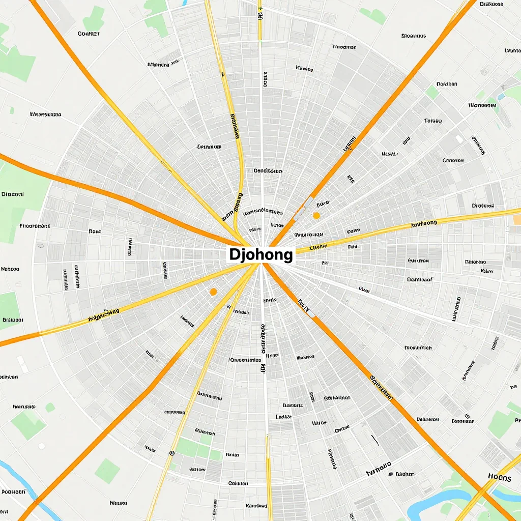 Detailed street map showing roads, highways, neighborhoods, and urban layout of Djohong, Cameroon