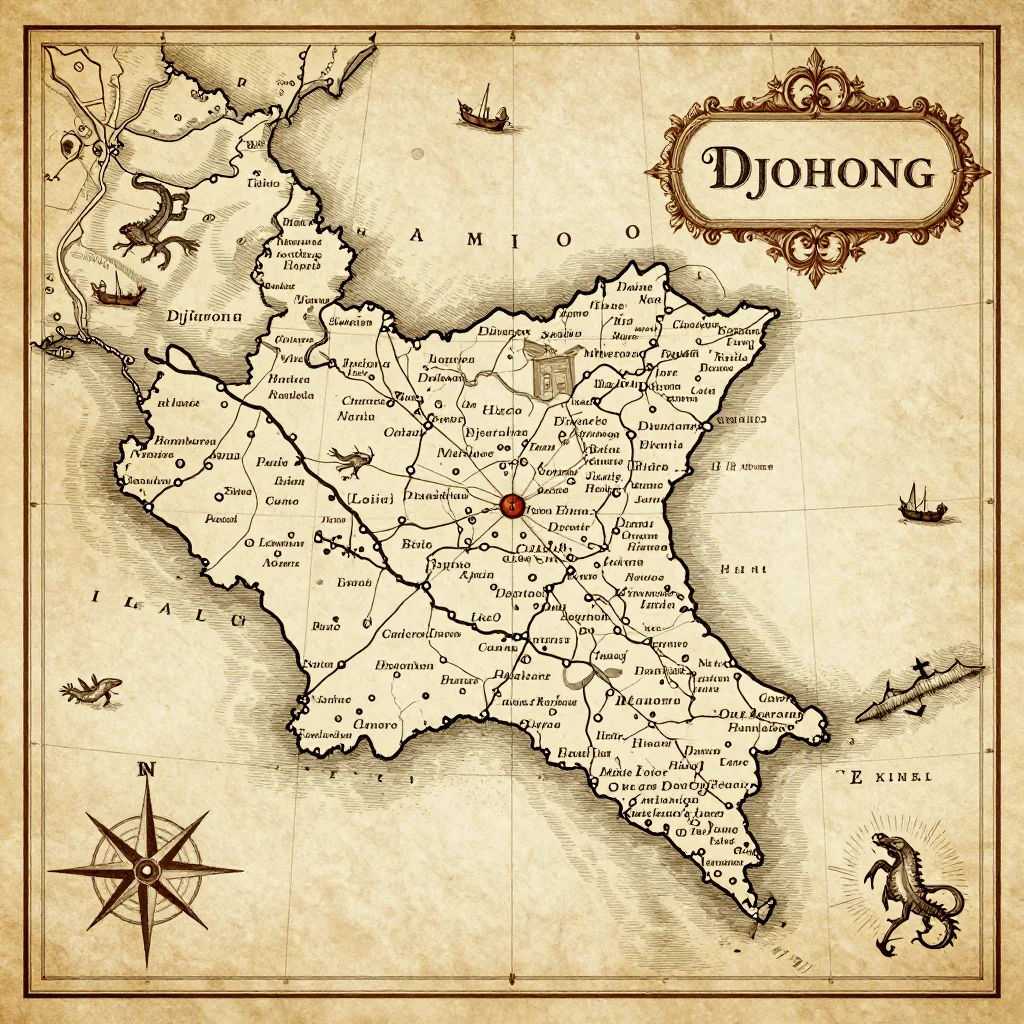 Antique vintage map of Djohong, Cameroon showing historical cartography style