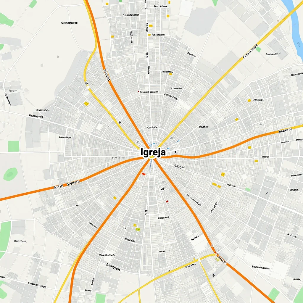 Detailed street map showing roads, highways, neighborhoods, and urban layout of Igreja, Cape Verde