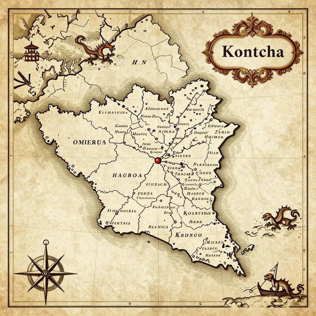 Antique vintage map of Kontcha, Cameroon showing historical cartography style