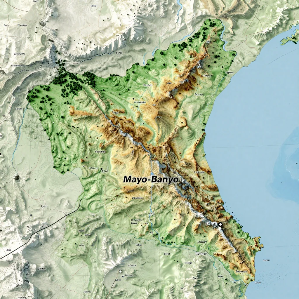 mayo banyo cameroon city physical map