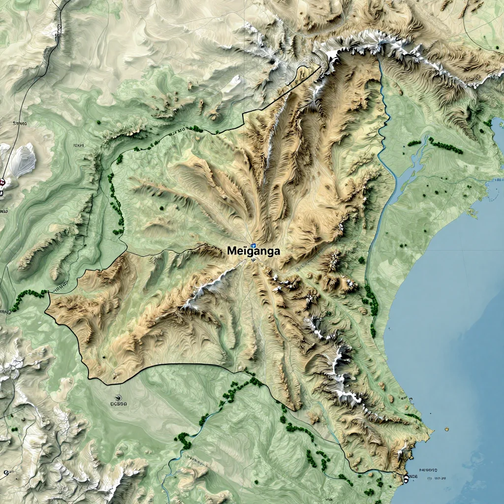 meiganga cameroon city physical map