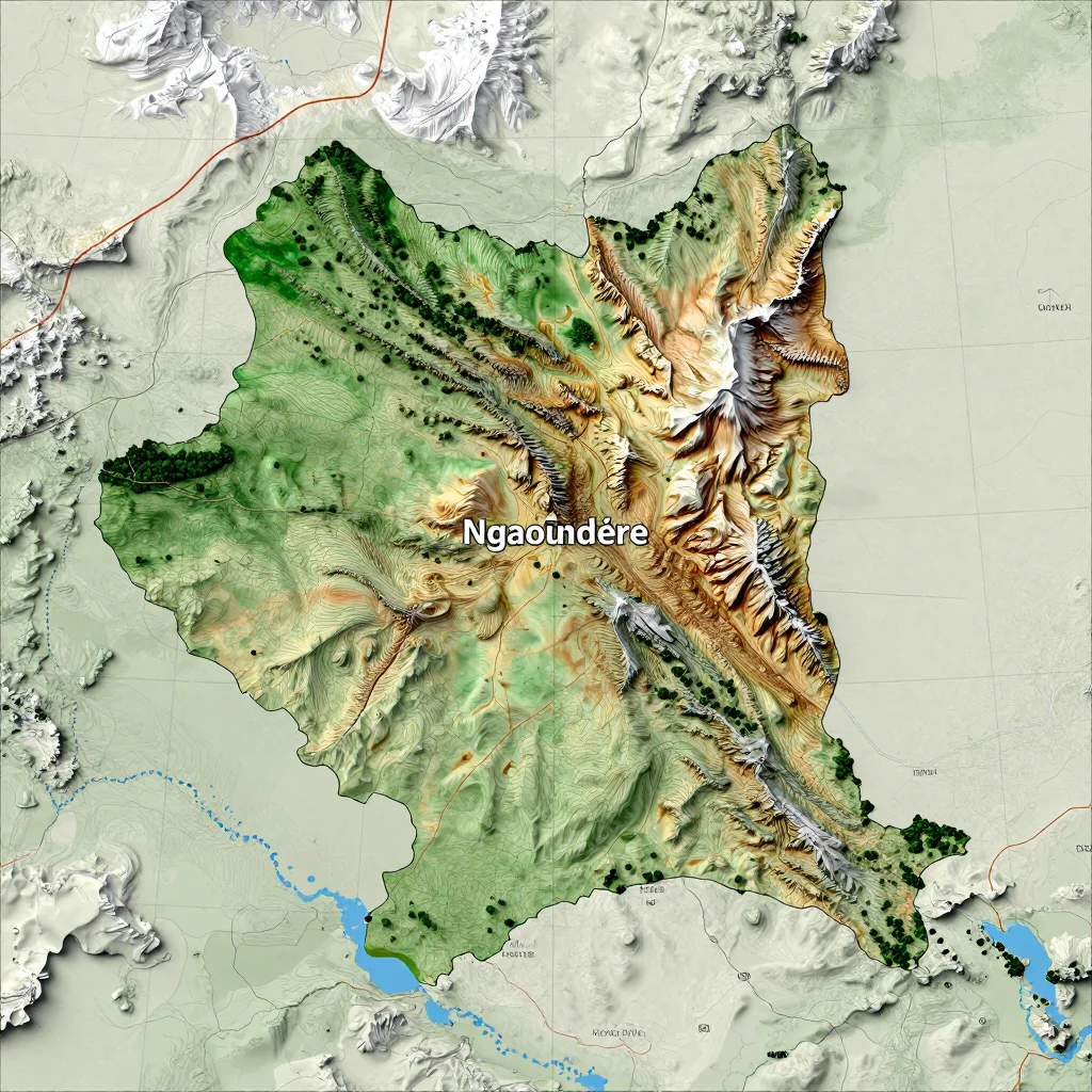 ngaoundere cameroon city physical map