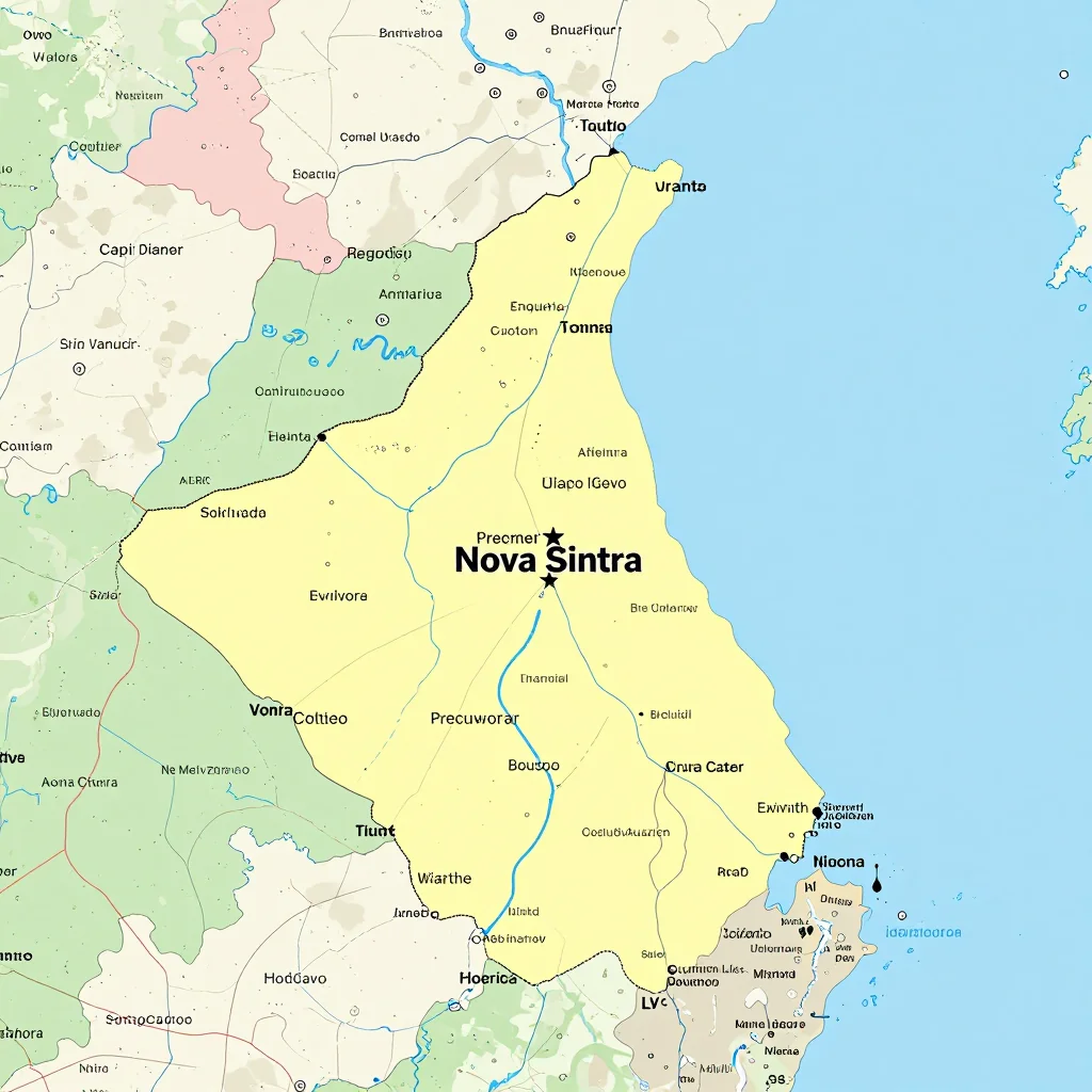 Political map showing borders, administrative divisions, major cities, and capital of Nova Sintra, Cape Verde