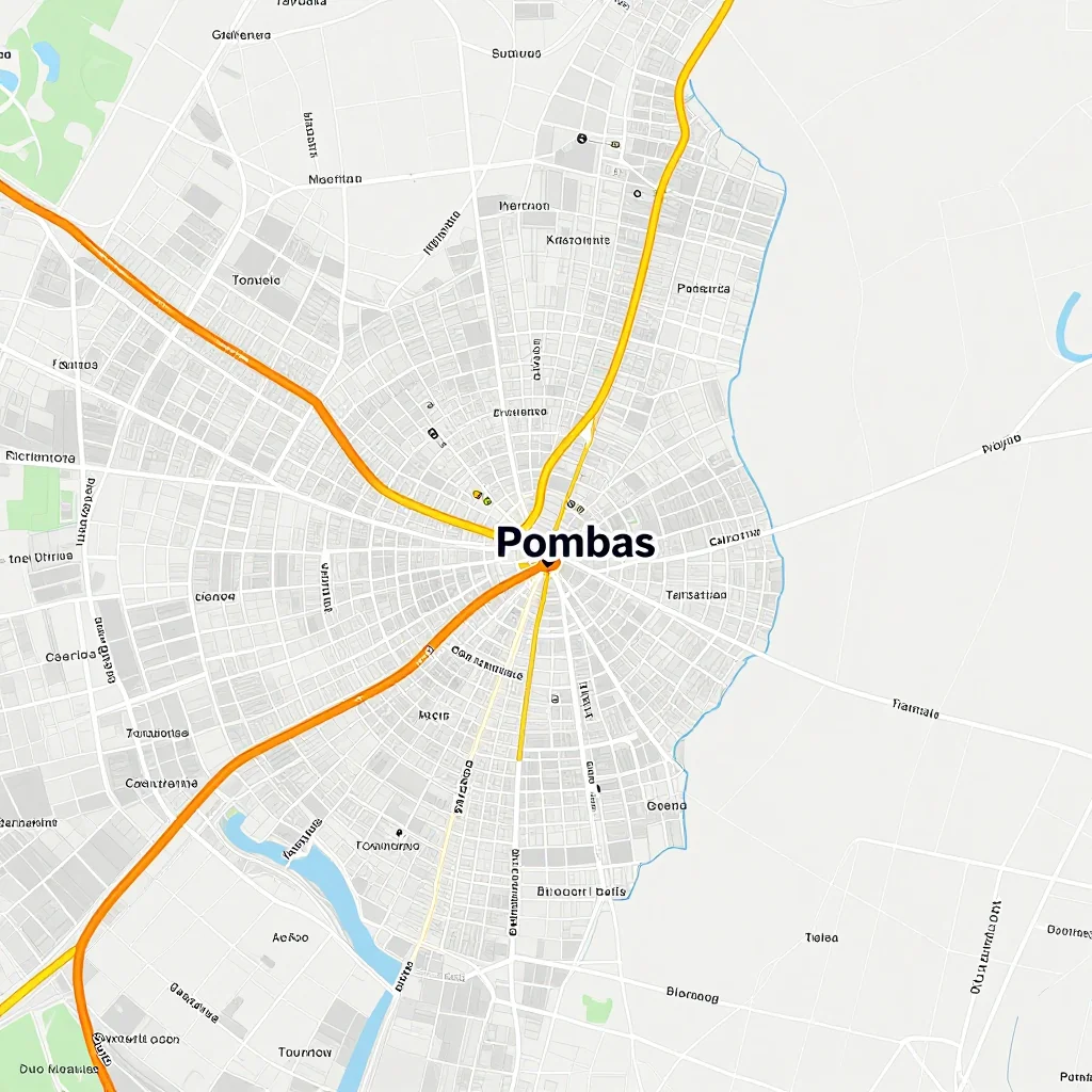 Detailed street map showing roads, highways, neighborhoods, and urban layout of Pombas, Cape Verde