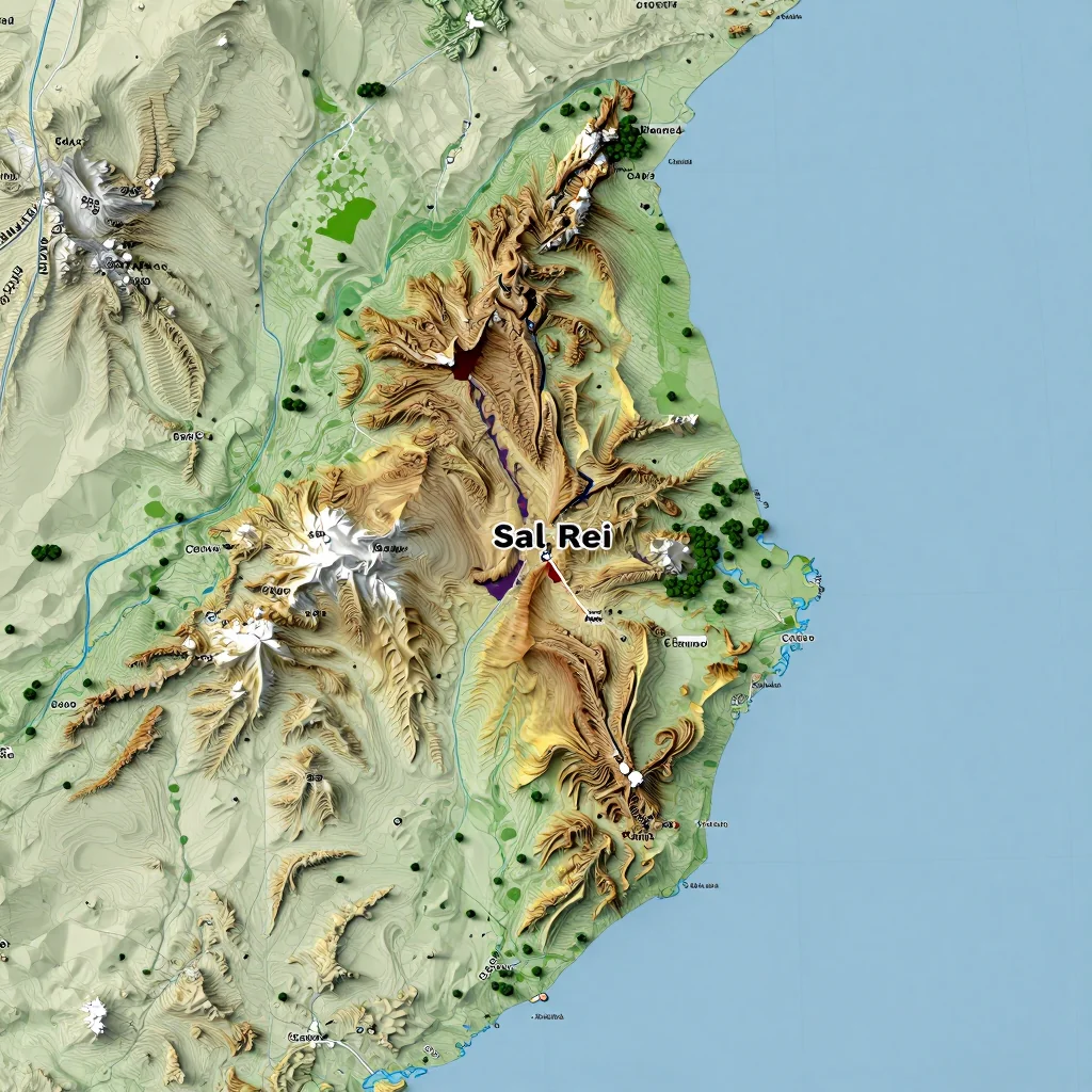 sal rei cape verde city physical map 1