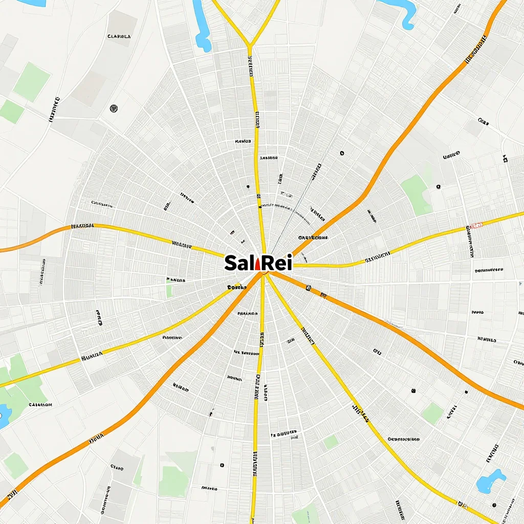 Detailed street map showing roads, highways, neighborhoods, and urban layout of Sal Rei, Cape Verde