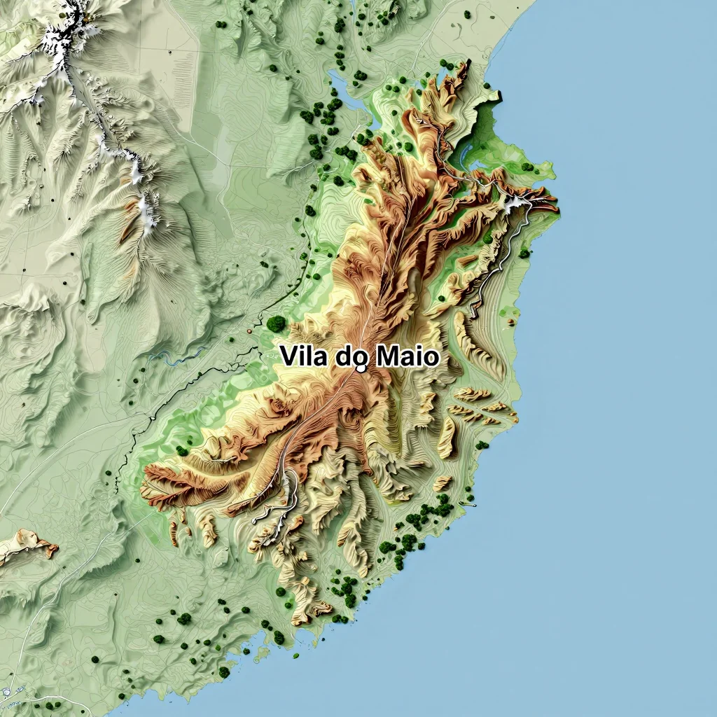 vila do maio cape verde city physical map 1