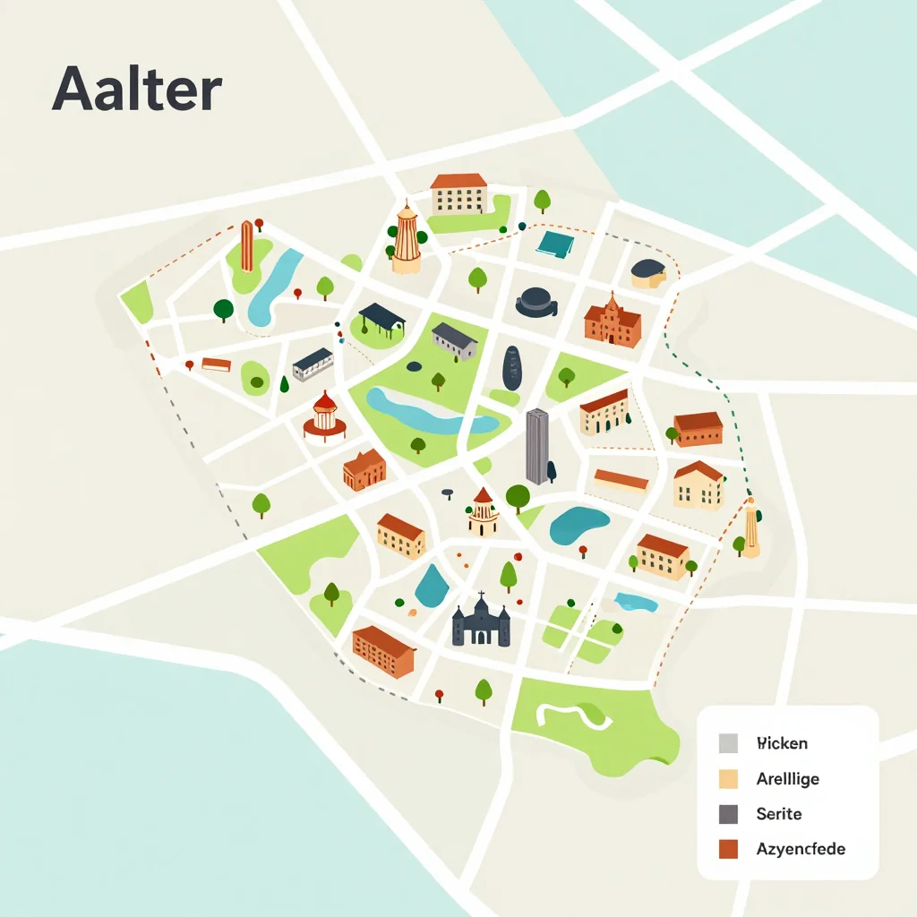 Aalter, Belgium Isometric Flat Design Tourist Map