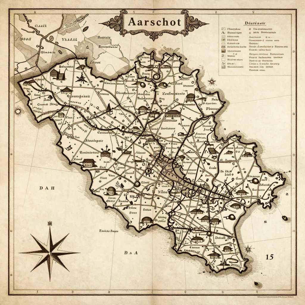 Aarschot, Belgium Vintage Map