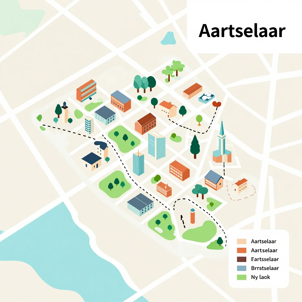 Aartselaar, Belgium Isometric Flat Design Tourist Map