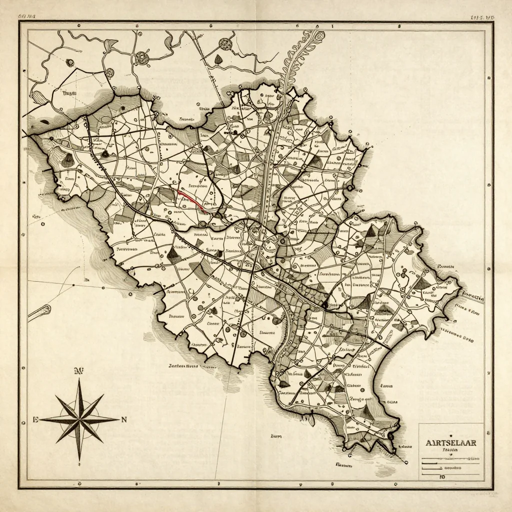 Aartselaar, Belgium Vintage Map