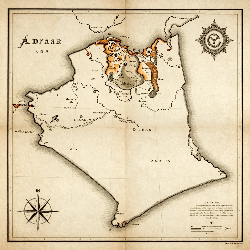 Adrar, Algeria Vintage Map