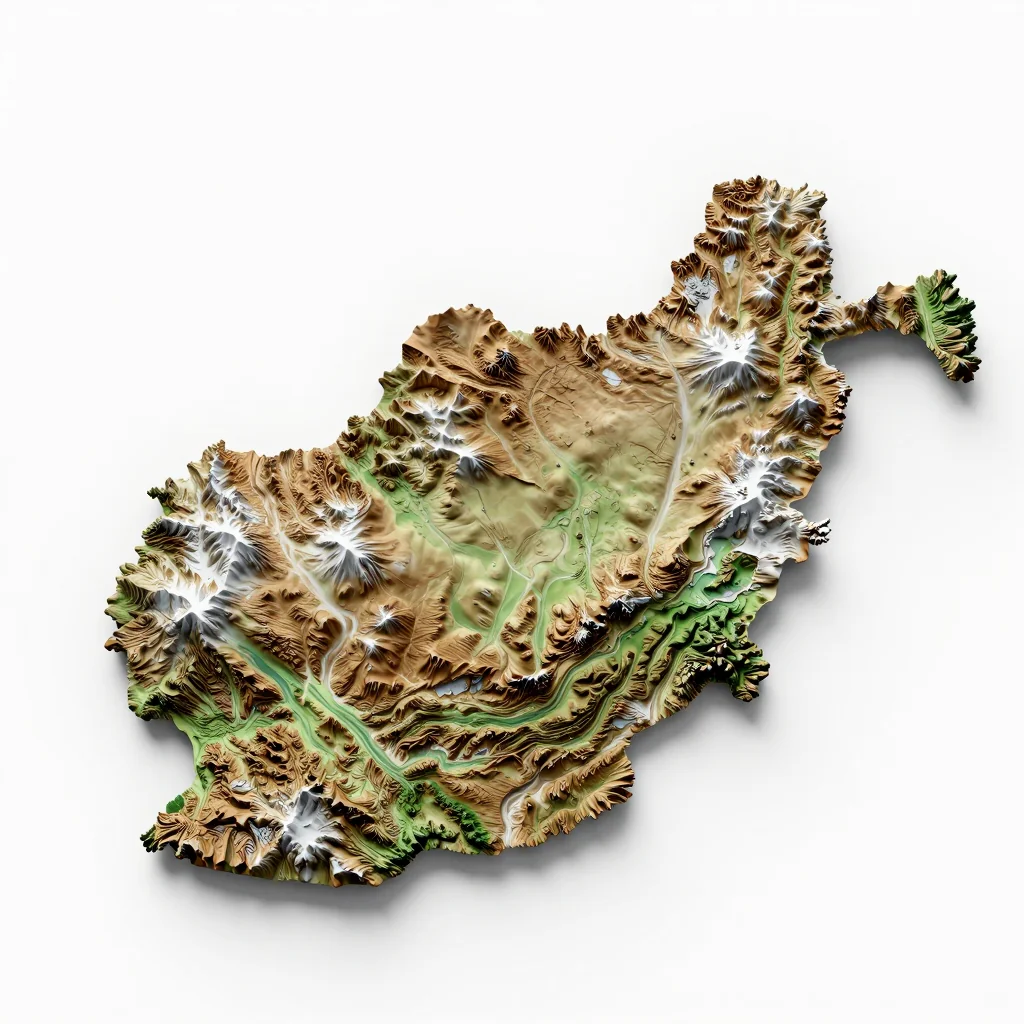 Afghanistan 3D Topographic Map - Isometric View