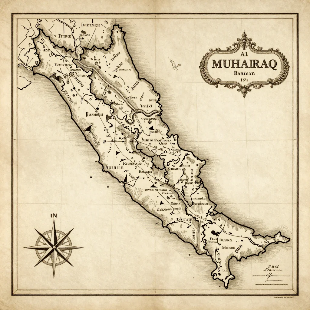 Al Muharraq, Bahrain Vintage Map