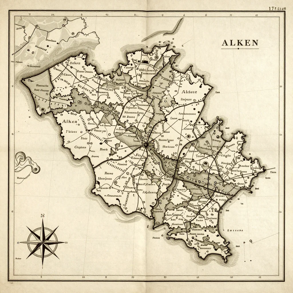 Alken, Belgium Vintage Map