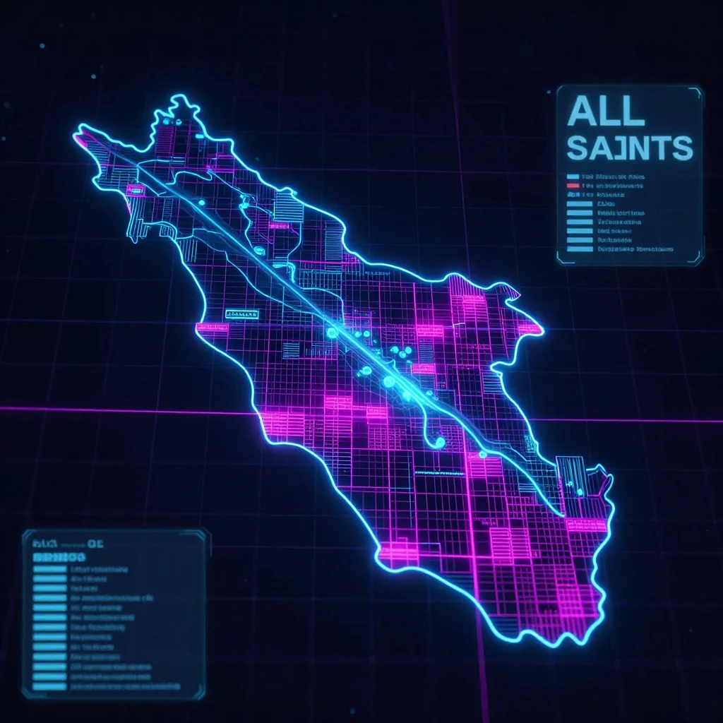 All Saints, Antigua and Barbuda Cyberpunk Map