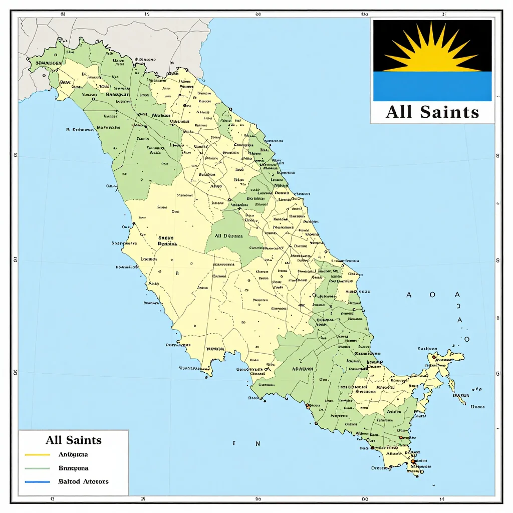 All Saints, Antigua and Barbuda Political Map