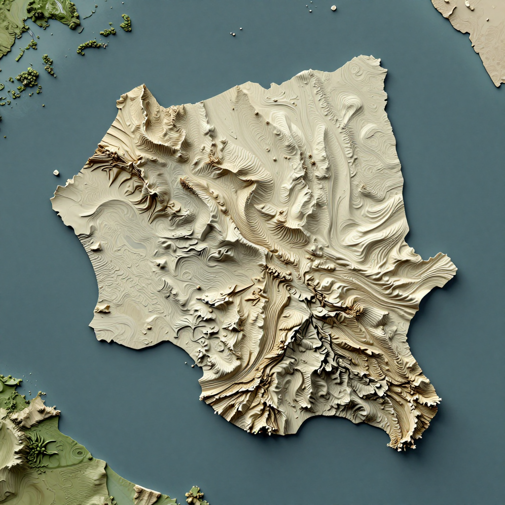 Isometric 3D topographic visualization showing elevation and terrain of Allada, Benin
