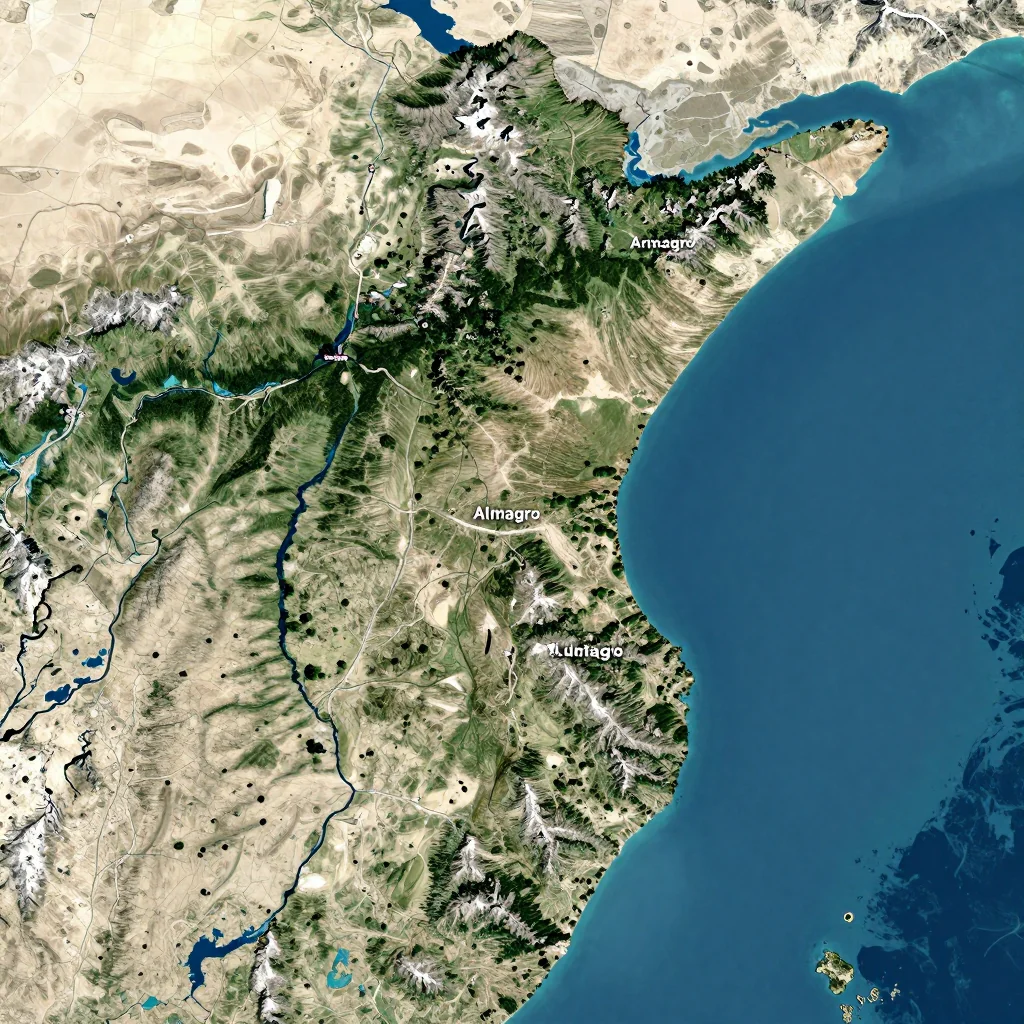 Almagro, Argentina Physical Geography Map