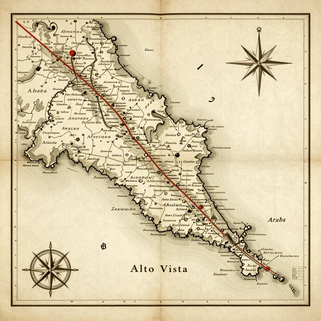 Alto Vista, Aruba Vintage Map