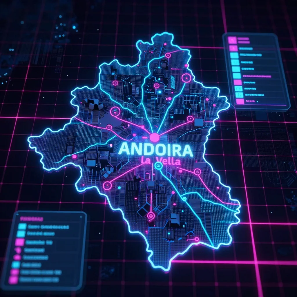 Andorra la Vella, Andorra Cyberpunk Map
