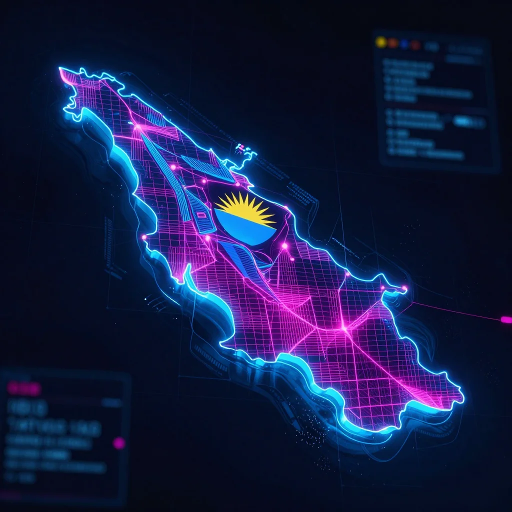 Antigua and Barbuda Cyberpunk Map