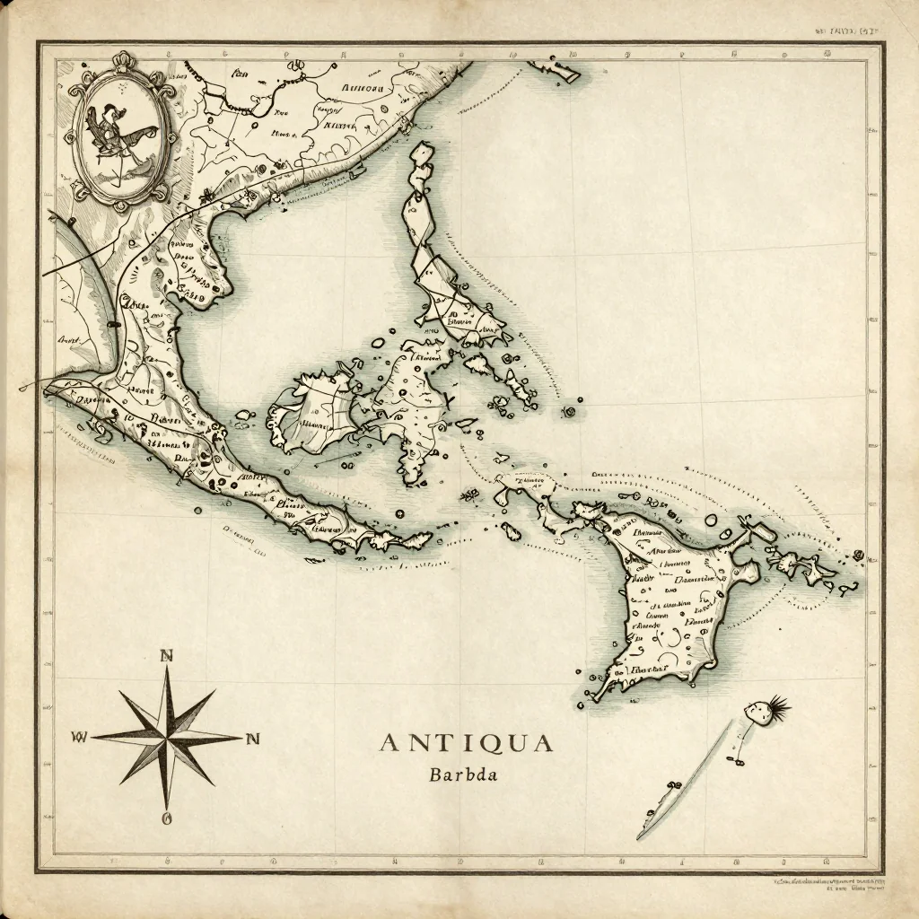 Antigua and Barbuda Vintage Map