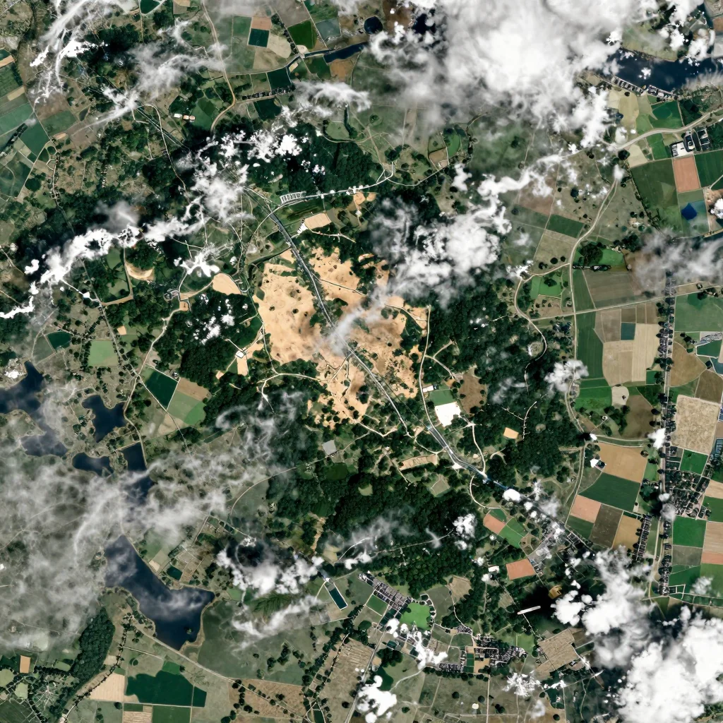 Satellite View of Ardooie, Belgium from Space High-resolution satellite image of Ardooie, Belgium showing land cover, urban areas, and natural features from space