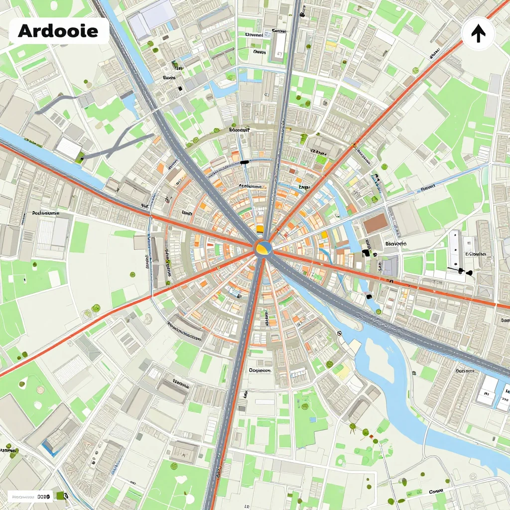 Street Map of Ardooie, Belgium - Road Network Detailed street map showing roads, highways, neighborhoods, and urban layout of Ardooie, Belgium