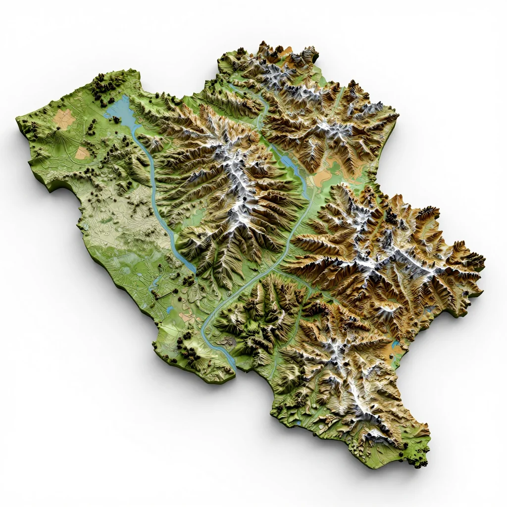 Topographic Relief Map of Ardooie, Belgium 3D topographic map showing elevation contours, mountain ranges, and terrain features of Ardooie, Belgium