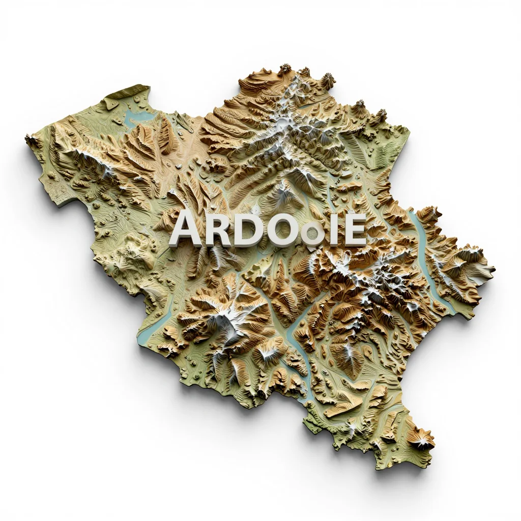 3D Isometric Topographic Map of Ardooie, Belgium Isometric 3D topographic visualization showing elevation and terrain of Ardooie, Belgium