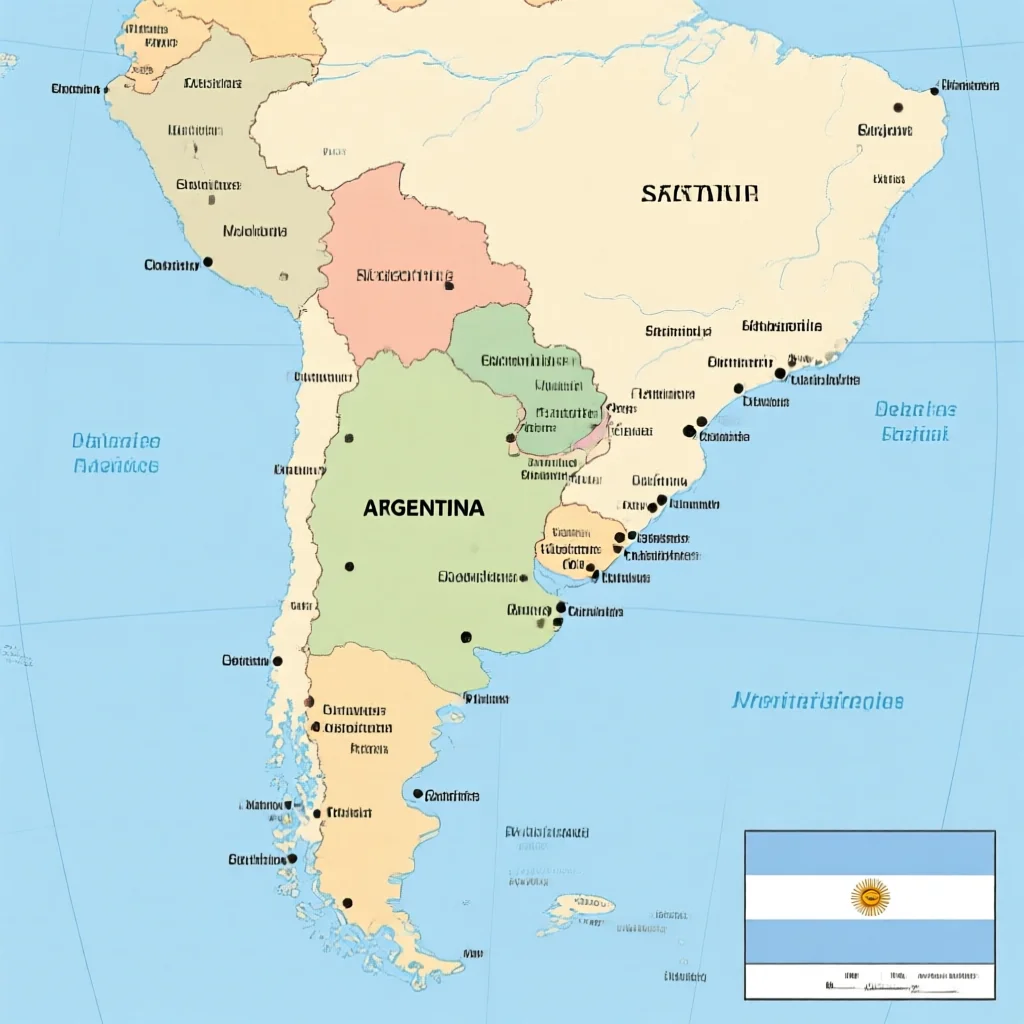 Argentina Political Map - Country Borders, Capital and Administrative Regions