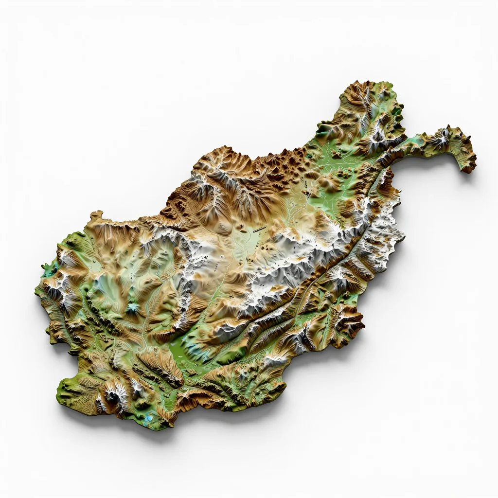 Ashkāsham Afghanistan 3D Topographic Map - Isometric View