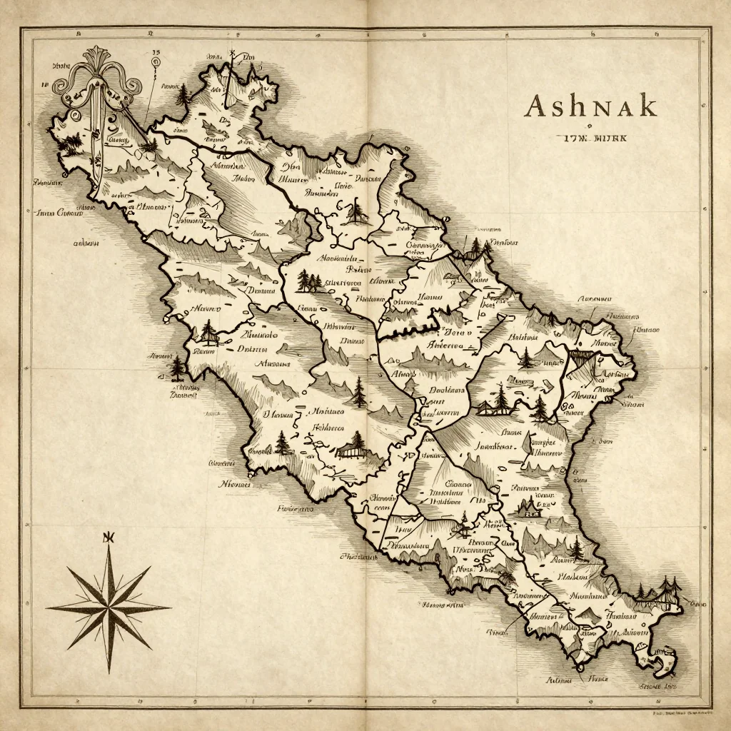 Ashnak, Armenia Vintage Map