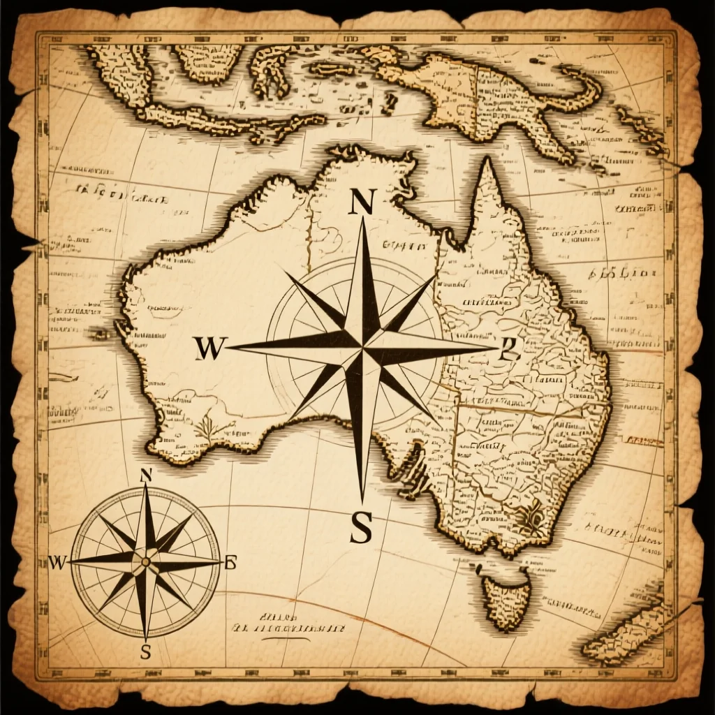 Australia Historical Map - Antique Cartography Style, Exploration Era