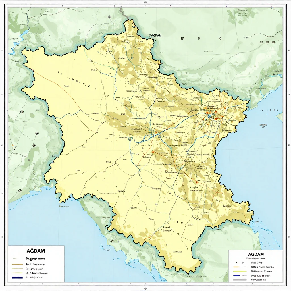 Ağdam, Azerbaijan Political Map