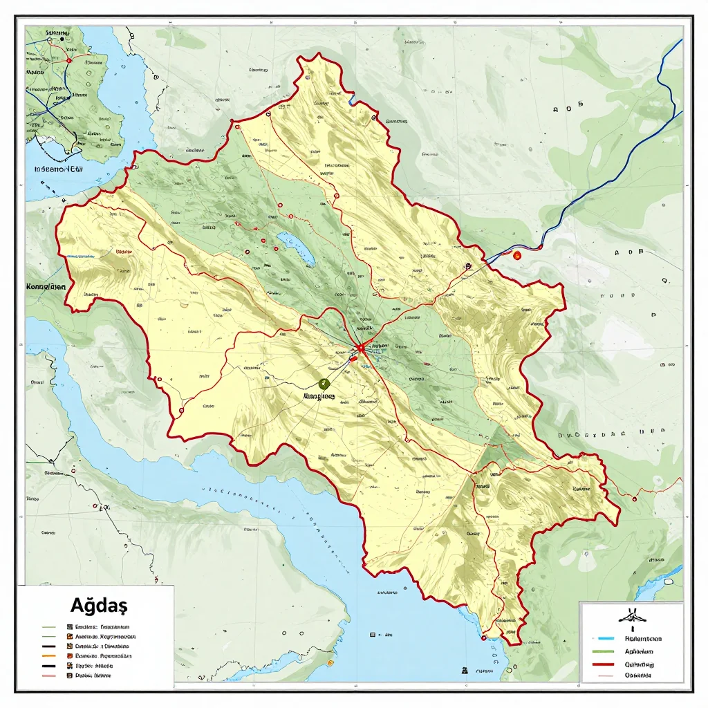 Ağdaş, Azerbaijan Political Map