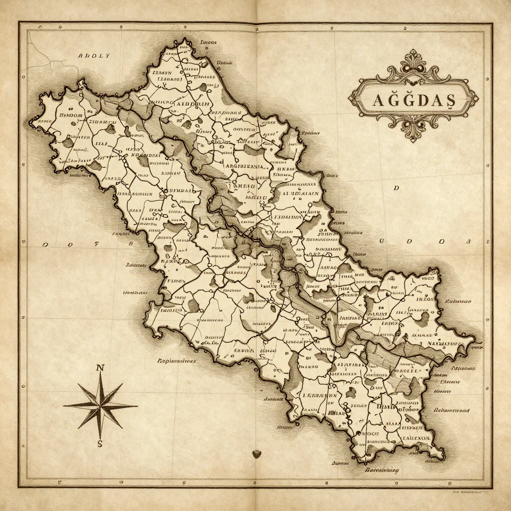 Ağdaş, Azerbaijan Vintage Map